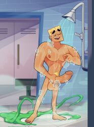 big_balls big_penis commission danny_phantom dash_baxter definetelyyuu erection iamyuu male male_only nickelodeon nipple_play penis pleasure_face shower showering solo yuunsfw