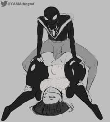 1boy 1girls 2d big_penis bottomless cindy_moon dark-skinned_male dark_skin female greyscale male marvel miles_morales pressing ripped_clothing sex silk_(marvel) size_difference sketch spider-man spider-man_(series) superhero superheroine vaginal_penetration yamathegod