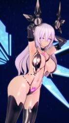 1girls 3d alternate_costume armpits arms_up black_heart breasts cleavage corruption elbow_gloves female female_only goddess light-skinned_female looking_at_viewer neptunia_(series) noire partially_clothed purple_eyes shiny_skin smile solo taihou1944 thick_thighs thighhighs white_hair