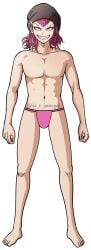 almost_naked danganronpa danganronpa_2:_goodbye_despair edit ja_r_jauregui kazuichi_souda male male_only pink_eyes pink_hair solo thong underwear