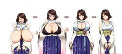 1girls 2023 abridged-satoko breast_expansion breasts brown_hair cleavage female female_only final_fantasy final_fantasy_x final_fantasy_x-2 gigantic_breasts huge_breasts milf milfification nipples sequence yuna