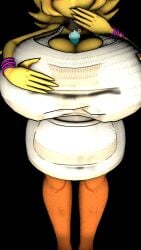 3d 3d_(artwork) big_ass big_breasts boob_window breasts_bigger_than_head chica_(cally3d) chica_(fnaf) chiku clothed female female_only five_nights_at_freddy's fredina's_nightclub huge_breasts nilfkana no_bra robot robot_girl