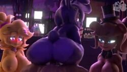 1boy 3d 3girls animated animatronic animatronics ass big_ass big_breasts bonfie bonfie_(cryptia) bonnie_(cally3d) bonnie_(fnaf) brown_body brown_fur cally3d chica_(cally3d) chica_(fnaf) chiku curvaceous curvy fap_nights_at_frenni's female five_nights_at_freddy's fnaf foursome freddy_(fnaf) fredina's_nightclub fredina_(cally3d) frenni_fazclaire furry harem huge_ass huge_breasts large_ass large_breasts pervertguy341 pov purple_body purple_fur reverse_cowgirl_position scottgames shorter_than_30_seconds sound thick_thighs thighs threesome video wide_hips yellow_body yellow_fur