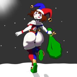 1girls 2023 artist_request ass big_ass big_breasts big_thighs breasts christmas female female_only gloves huge_ass huge_thighs jester jester_costume jester_hat jester_outfit looking_at_viewer pomni pomni_(the_amazing_digital_circus) short_hair the_amazing_digital_circus thick_hips thick_thighs thighs white_body