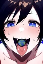 ai_generated black_hair blue_eyes earth extreme_size_difference female female_pred giantess giga_giantess image kingdom_hearts nai_diffusion size_difference tongue tongue_out vore xion