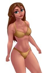 1990s 1990s_(style) 1999 1girls 20th_century accurate_art_style aozee bare_shoulders bewitching_thighs bikini bikini_bottom blue_eyes blush bra british british_female brown_hair clavicle cleavage closed_mouth collarbone curvaceous_female curvaceous_figure curvaceous_hips disney eyeshadow jane_porter light-skinned_female linea_alba long_hair looking_at_viewer lower_body makeup mascara medium_breasts messy_hair midriff narrow_shoulders narrow_waist obliques partially_colored pawg pushup_bra red_lipstick standing tarzan_(1999_film) thick_eyebrows thigh_gap toned_female underwear_only unfinished venus_body walt_disney_animation_studios white-skinned_female wide_hips yellow_bikini