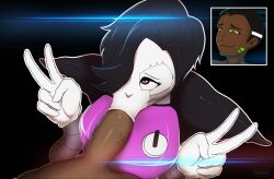 2020 2boys 2d :>= black_cock black_hair blowjob blowjob_face color double_v fellatio femboy gay interracial mettaton mettaton_ex old_design oral peace_sign pink_eyes plump_lips rai_sol(solgain) sex sunken_cheeks tagme undertale undertale_(series) v warvira_(artist) yaoi