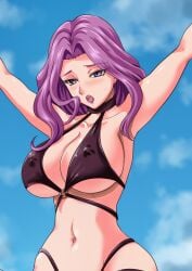 1girls big_breasts bikini cleavage code_geass commission cornelia_li_britannia erect_nipples female large_breasts naotakami8 nipple_bulge skeb_commission solo swimsuit