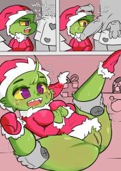 absurd_res anon christmas defunctumbra dr_seuss female female_focus green_body grinch hi_res holidays how_the_grinch_stole_christmas human male male_human/female_humanoid purple_eyes rule_63 short_stack shortstack the_grinchess