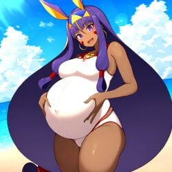 ai_generated fate/grand_order fate_(series) nitocris_(fate/grand_order) nitocris_(swimsuit_assassin) novelai pregnant