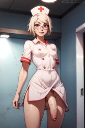 1futa ai_generated flaccid_penis foreskin futanari glasses juuzou_suzuya nurse_cap nurse_uniform penis tagme tokyo_ghoul urethra vertiloart