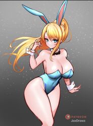 blonde_hair breasts bunny_ears bunnysuit fake_animal_ears female female_only jaxartdump large_breasts metroid nintendo samus_aran solo thighs