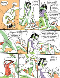 anal anal_sex anal_sex balls breasts claws comic cum cum_inside dragon female licking male penetration penis reiger scalie semi_incest sleeping tail tongue