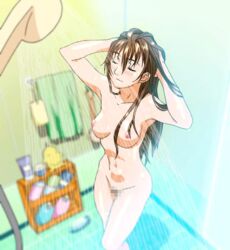 animated animated breasts brown_hair censored animated long_hair love_fetish shower water wet