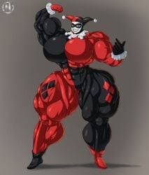 abs batman_(series) biceps big_breasts big_muscles breasts dc_comics female harley_quinn huge_breasts large_breasts large_muscles muscles muscular muscular_arms muscular_female muscular_legs muscular_thighs nadoarts