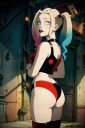 ai_generated ass back_view booty_shorts dantegonist dc dc_comics harley_quinn harley_quinn_(series) juicy_butt looking_back nice_ass