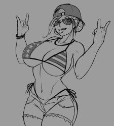 1girls american_flag american_flag_bikini aviator_sunglasses background_character backwards_baseball_cap backwards_cap baseball_cap belly_button big_breasts bikini bikini_top bottomwear bra bracelet breasts busty cap denim_shorts devil_horns_(gesture) escriba first_porn_of_character grand_theft_auto grand_theft_auto_vi greyscale gta_pedestrians hair_up jean_shorts light-skinned_female looking_at_viewer mud_girl_(gta_vi) necklace no_background non_playable_character npc pedestrians redneck redneck_girl rockstar_games shorts simple_background solo sunglasses thong tinted_eyewear tongue tongue_out unnamed_character usa_bikini video_game_character video_games voluptuous voluptuous_female wide_hips