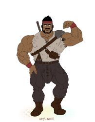 balls bara beard big_balls big_penis bulge facial_hair flexing fully_clothed male male_only muscles muscular ne0_navi penis solo solo_male torn_sleeves