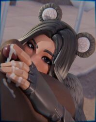 3d clothed clothed_female clothing cum cum_on_hand cumdrip cumshot dark-skinned_male dick fortnite fortnite:_battle_royale interracial light-skinned_female looking_at_partner looking_at_penis nude nude_male panda_team_leader pov pov_eye_contact pov_male sucking_balls sucking_testicles syd_(fortnite) touching_penis