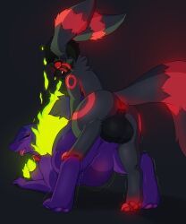 absurd_res animal_genitalia balls big_balls big_penis black_body black_fur bodily_fluids canid canine collar cum cum_in_pussy cum_inside digital_media_(artwork) duo eeveelution erection female female_penetrated feral fire fur generation_2_pokemon genital_fluids genitals hair hi_res huge_balls huge_cock impregnation inflation male male/female male_penetrating male_penetrating_female mammal nintendo nude paws penetration penile penile_penetration penis penis_in_pussy pokemon pokemon_(species) pussy red_(redeye) redeye sex simple_background smile tail tongue tongue_out typhlosion umbreon vaginal_penetration