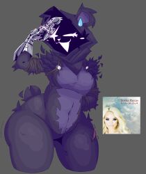 bear belly_button big_ass breasts fortnite fortnite:_battle_royale furry gauntlet purple_fur raven_team_leader solo_female sweatdrop thick_thighs