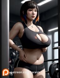 1girls ai_generated alex_chen big_breasts female female_only gym gym_clothes life_is_strange:_true_colors sarairt