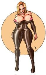 1girls android_18 blonde blonde_female blonde_hair blonde_hair_female blue_eyes blue_eyes_female cameltoe cleavage curvy dragon_ball erect_nipples female huge_areolae huge_ass huge_breasts puffy_nipples santaima_z short_hair short_hair_female thick_lips voluptuous wide_hips yellow_hair