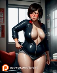 1girls ai_generated alex_chen big_breasts black_hair female female_only life_is_strange:_true_colors sarairt wet_body