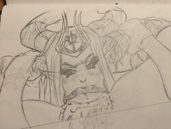 blowjob blowjob_face fellatio fellatio_face female theshadowfiendart traditional_media_(artwork)