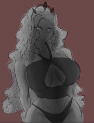 big_breasts bikini breasts clothed clothes clothing female hair hourglass_figure inner_sideboob long_hair nido-art princess_(slay_the_princess) slay_the_princess solo tagme the_tower_(slay_the_princess) wide_hips