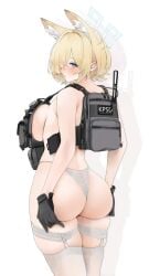 animal_ears big_ass big_breasts blonde_hair blue_eyes fair_skin fte_(fifteen_199) short_hair underwear