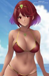 breasts core_crystal female female_only looking_at_viewer nidavellirstudios nintendo pyra short_hair solo tagme xenoblade_(series) xenoblade_chronicles_2