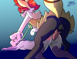 anthro bite_mark braixen duo female generation_6_pokemon genitals hi_res leash male male/female meowstic nintendo pokemon pokemon_(species) prate-dragon pussy