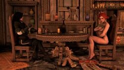 3d black_hair card_game gwent light-skinned_female light_skin nude poker red_hair strip_poker the_witcher_(series) the_witcher_3:_wild_hunt triss_merigold wayward3d waywardblue waywardsfm yennefer