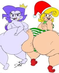 2022 2girls ass ass_bigger_than_head ass_focus big_ass big_butt bikini blonde_hair brandy-lynn bubble_ass bubble_butt butt_focus crossover crown door_elf earrings elf elf_ears fairy fat_ass feet female female_only incredistar looking_at_viewer nickelodeon purple_body purple_eyes purple_hair red_shoes spongebob_squarepants the_fairly_oddparents