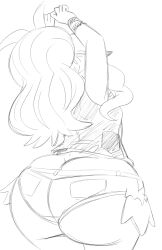 ass_bigger_than_head ass_cleavage ass_focus axel-rosered big_ass booty_shorts bottom_heavy butt_crack facing_away female_only hilda_(pokemon) huge_ass jean_shorts pokemon pokemon_bw short_shorts shorts sketch solo_female tight_fit