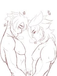 aphelios black_and_white chest doodle frottage frotting gay heartsteel_aphelios heartsteel_kayn heartsteel_series kayn league_of_legends male male_chest male_focus male_only moaning muscular muscular_male pecs pectorals yaoi