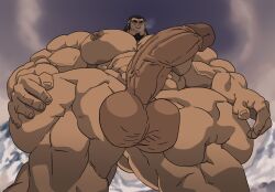 1boy avatar_legends balls bara beard big_muscles big_pecs big_penis boner erection facial_hair gay human low-angle_view male male_only muscles muscular nude penis remert solo solo_male the_legend_of_korra tonraq water_tribe worm's-eye_view