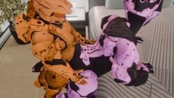 bent_over chubby chubby_female chubby_male dexter_grif doggy_style doggy_style_position female_spartan_(halo) halo_(game) halo_(series) male_spartan_(halo) oc orange original_character pink plus_size red_vs_blue spartan_(halo)