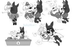 2boys artist_name babyblue babybus doggy_style officer_doberman penis sheriff_labrador sheriff_labrador_(character) standing_sex tagme various_positions watermark yaoi