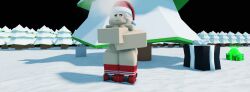 christmas christmas_presents cold covering_breasts female female_only functionally_nude presents red_shoes red_socks roblox snow snowy snowy_tree solo solo_female solo_focus trees visible_breath