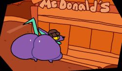 animated anthro anus ass ass_focus balls big_butt bouncing_ass bouncing_butt bubble_butt male male_only mcdonald's murid murine rat rodent stuck stuck_in_door superiorfox through_wall