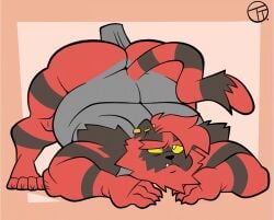 2023 anal anal_sex animated anthro anthro_penetrated ass ass_up belly bouncing_butt butt_jiggle disembodied_penis duo ear_piercing eye_roll fan_character fur gay generation_7_pokemon genitals hair ignus_(shootysylveon) incineroar jiggling loop male male/male male_only male_penetrated male_penetrating male_penetrating_male nintendo overweight overweight_anthro overweight_male penetration penile penile_penetration penis penis_in_ass piercing pokemon pokemon_(species) red_body red_fur seamless_loop sex simple_background superchub thrusting trashtoonz