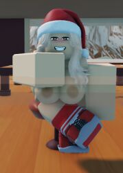 1girls 3d amber_eyes areolae blonde_hair breasts christmas christmas_hat female female_only grin happy red_shoes red_socks roblox robloxian santa_hat shoes smile socks solo solo_female squint squinted_eyes winter