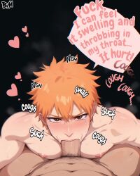 ai_generated big_ass_looover bleach bleach:_the_thousand-year_blood_war blowjob gay ichigo_kurosaki looking_at_viewer male/male text