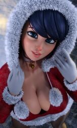 1girls 3d 3d_(artwork) bell bell_choker bell_collar big_breasts big_tits blue_eyes blue_hair blurry_background busty choker christmas christmas_clothing christmas_outfit cleavage cute cute_face female female_only gloves holidays huge_breasts juicy_lips large_breasts looking_at_viewer marinette_dupain-cheng miraculous_ladybug ruidx solo voluptuous voluptuous_female