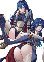 1girls alternate_costume ameno_(a_meno0) armor ass bare_thighs bent_over big_ass black_leotard black_panties black_underwear blue_eyes blue_hair breastplate breasts cape female female_only fire_emblem fire_emblem_awakening fire_emblem_heroes groin hair_ornament highres inner_thighs leotard long_blue_hair long_hair looking_at_viewer looking_back lucina_(fate's_resolve)_(fire_emblem) lucina_(fire_emblem) multiple_views nintendo official_alternate_costume open_mouth panties shoulder_armor simple_background small_breasts smile solo spread_legs sweatdrop symbol-shaped_pupils thighs tiara underwear very_long_hair white_background