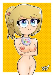 1girls big_breasts blonde_hair blue_eyes breasts fhs fhsz3r0 five_nights_at_freddy's five_nights_at_freddy's_2 fnafhs fnafhs_z3ro fnafhsrule34 iori_licea joy_(fnafhs) looking_forward ponytail ponytail_female scottgames smile standing tagme toy_chica_(cosplay)