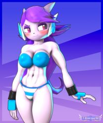 anthro aquatic_dragon bikini blush dragon female female_protagonist freedom_planet freedom_planet_2 sash_lilac tbwinger92 video_games water_dragon