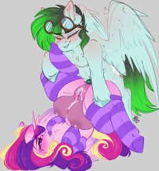 alicorn anal anal_sex ass bananasplitedy blonde_hair blonde_mane blue_body blue_feathers blue_fur bodily_fluids crotchboobs cum equid equine fan_character feathered_wings feathers female feral feral_on_feral fluffy friendship_is_magic fur genital_fluids genitals goggles goggles_on_head green_hair green_mane hair hasbro hooves horn horse lactating male male/female mammal mane multicolored_hair multicolored_mane my_little_pony nipples pegasus penis pink_body pink_feathers pink_fur pink_hair pink_mane pony princess_cadance_(mlp) purple_eyes purple_hair purple_mane pussy sex stockings tuft underhoof wings